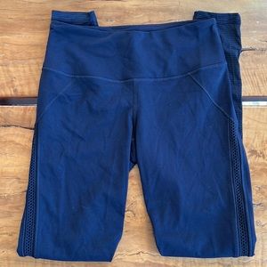 Victoria Sport Navy Leggings with mesh and striped details